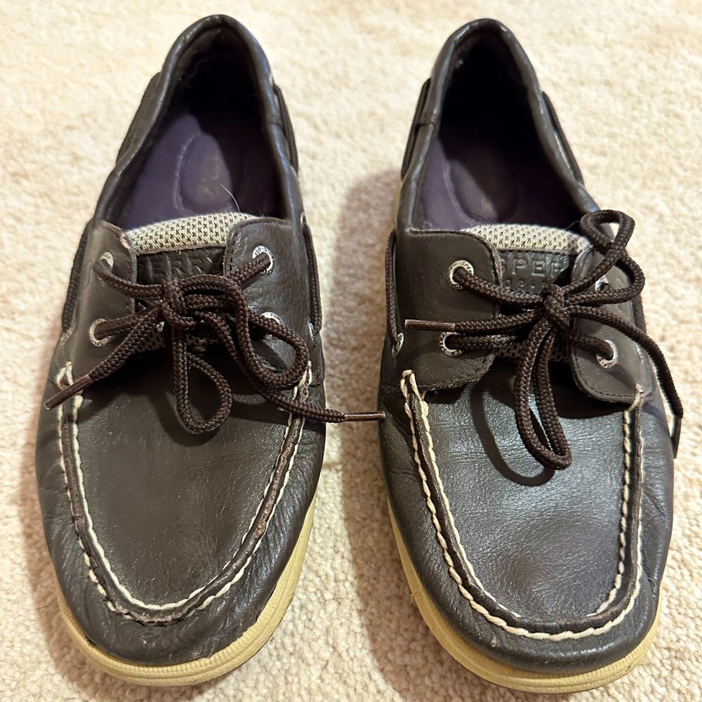 Sperry boat shoes, size 7.5M, dark brown leather